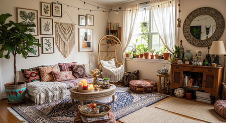 Interior of a living room in a house with a vintage furniture