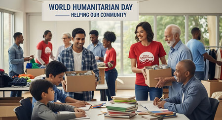 Group of multiethnic students studying together in classroom. They are sitting at the table and smiling. They are looking at the camera.の写真素材