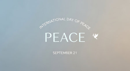 International Peace Day. Vector illustration. Blurred background with text.の写真素材
