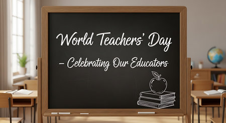 World Teacher's Day. Blackboard with the words World Teacher's Day.の写真素材