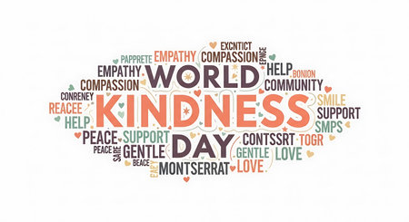 World Kindness Day word cloud collage. International Day of Kindness concept.