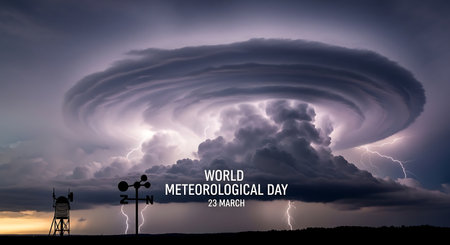World Meteorology Day concept. Abstract background with stormy sky.の写真素材