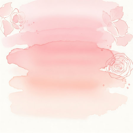 Watercolor background with pink roses and place for text. Vector illustration.の写真素材