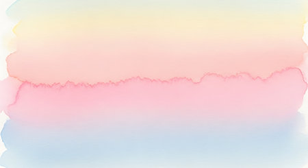 a soft pastel watercolor background blending yellow peach pink and light blue in horizontal layers...