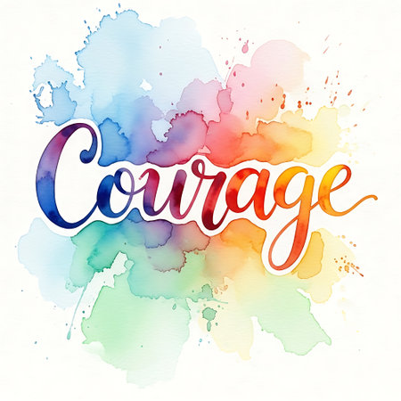 Hand lettering on abstract watercolor backgroundの写真素材