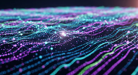 Data technology abstract futuristic illustration. Low poly shape with connecting dots and lines on...