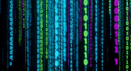 Binary code on black background. Digital binary code background. 3d rendering