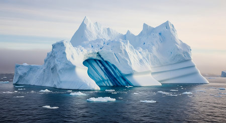Icebergs in Antarctica. Global warming, climate change and natural disaster concept.