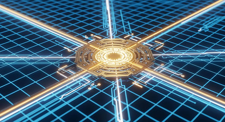 3D rendering of abstract technology concept background. Computer generated image.の写真素材