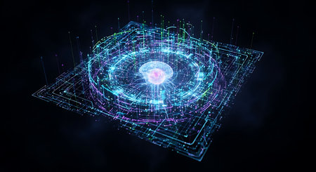 Digital hologram on a dark background 3D rendering