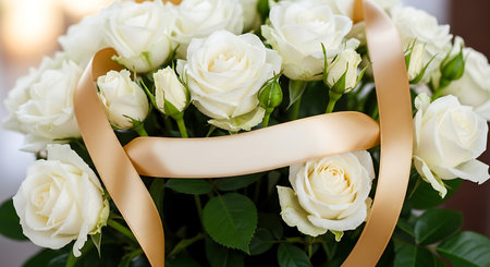 Tropical palm leaves and flowers on white background, top viewの写真素材