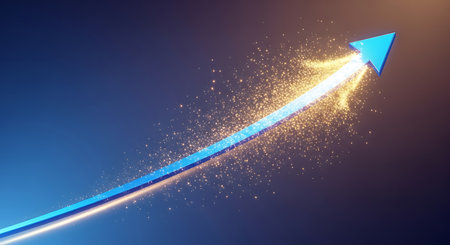 Arrow in the blue sky. Business concept. 3D renderingの写真素材