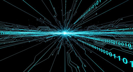 Futuristic cyberspace background with binary code. Vector illustration.
