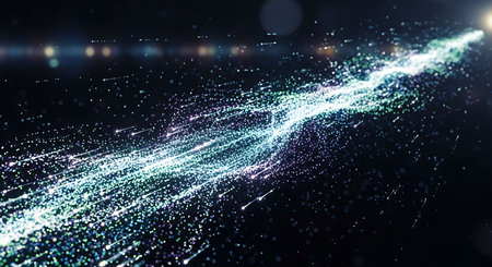 3D rendering of abstract digital particles. Futuristic technology concept.の写真素材