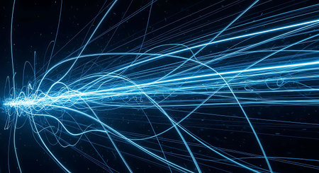 Abstract blue lines on a dark background. 3d rendering, 3d illustration.