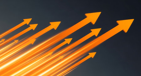 Arrow pointing up as a concept for business success and growth.