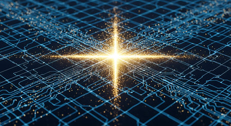 Abstract technology background with circuit board and light. 3D Rendering