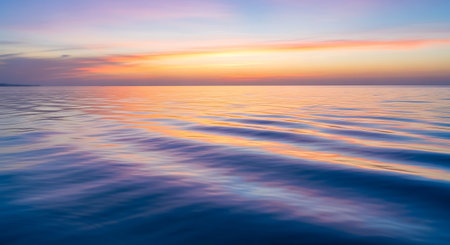 Beautiful sunset over the sea. Seascape background. Long exposureの写真素材