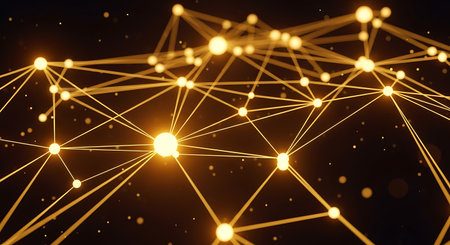 Abstract polygonal space low poly dark background with connecting dots and lines. Connection...