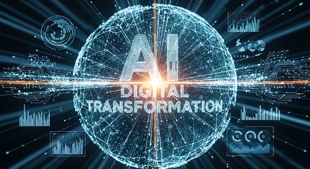 Digital data representation hologram over blue background 3D rendering toned image double exposureの写真素材