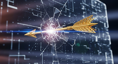 Arrow and circuit board 3D rendering elements of this image furnished by NASAの写真素材