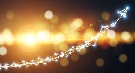 Abstract glowing arrow and bokeh background. 3D Rendering