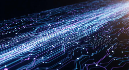 3d illustration of technology abstract background with glowing particles. Network conceptの写真素材