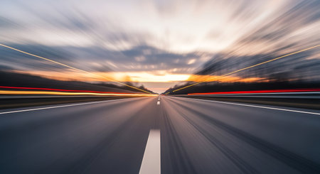 Car on the road with motion blur background. long shutter speed.の写真素材