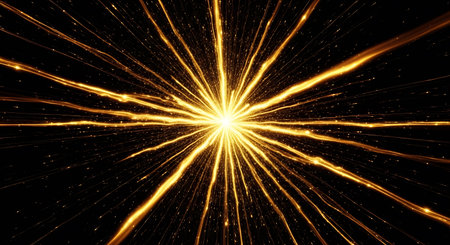 Abstract golden rays on a black background. 3d rendering, 3d illustration.の写真素材