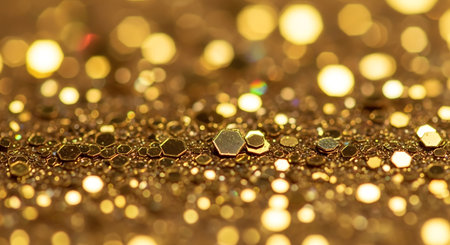 golden glitter sparkle defocused abstract background. bokehの写真素材