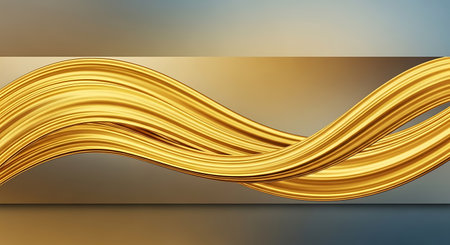Abstract golden wavy background. 3d rendering, 3d illustration.の写真素材