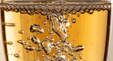 glass of champagne with bubbles on a white background. close-upの写真素材