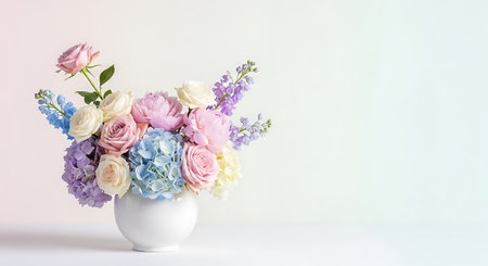 Bouquet of flowers in a vase on a white backgroundの写真素材