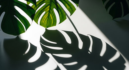 Tropical leaves of monstera on white background. 3d render
