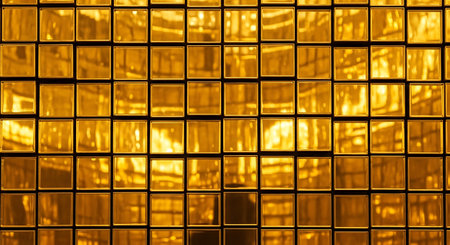 golden glass wall texture background. Abstract pattern of golden glass wall.の写真素材