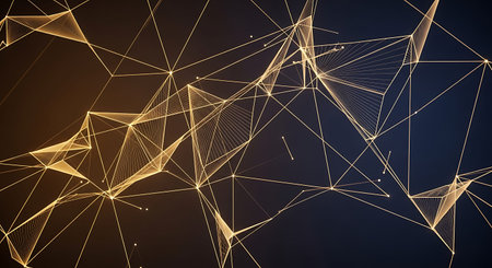 Abstract polygonal space low poly dark background with connecting dots and lines. Connection structure. 3d renderingの写真素材