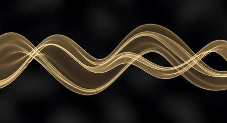 Abstract gold wave on black background. 3d rendering, 3d illustration.