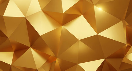 Gold abstract polygonal background. 3d rendering, 3d illustration.