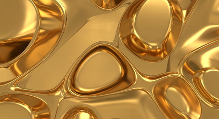 3d render of golden metallic background with some smooth lines in itの写真素材
