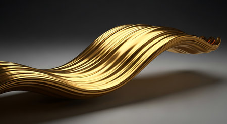 Golden wavy liquid background. 3d rendering, 3d illustration.の写真素材