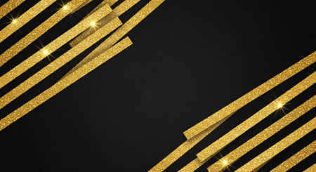 Abstract black background with golden stripes and stars. Vector illustration. Eps 10の写真素材