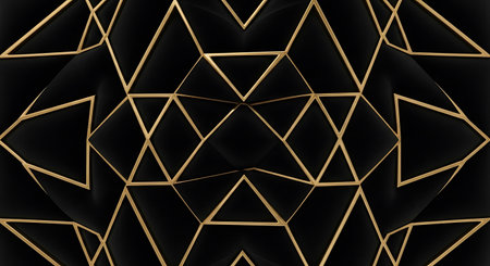 Luxury black and gold polygonal background. Vector illustrationの写真素材