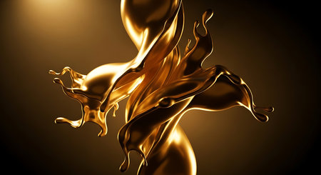 Splash of gold. 3d rendering, 3d illustration.の写真素材