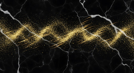 Black marble texture with golden glittering lines. Luxury background.の写真素材