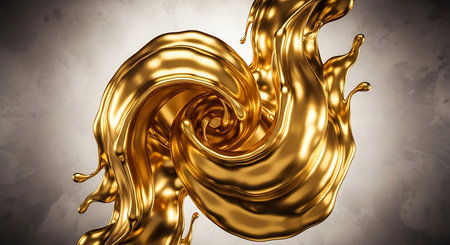 Splash of gold. 3d rendering, 3d illustration.の写真素材