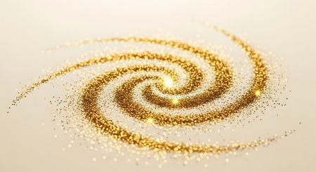 Gold glittering spiral on a white background. 3d rendering.の写真素材