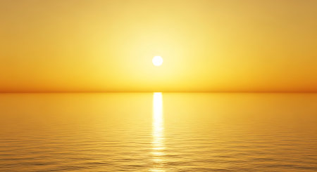 Beautiful sunset over the sea. Nature composition. 3d renderの写真素材