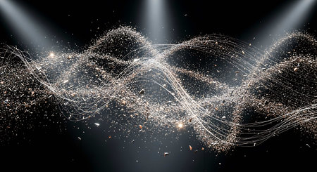 Abstract background with dynamic particles. 3d rendering, 3d illustration.