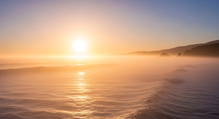 Sunrise over the sea. Panoramic image of a beautiful sunrise over the sea.の写真素材