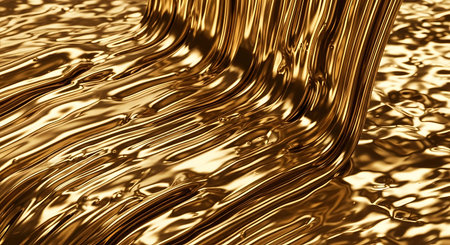 Golden liquid metallic background. 3d render illustration, 3d render.の写真素材